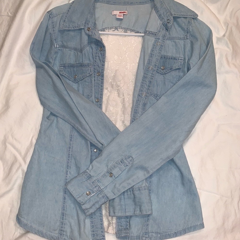 Jean Button Down Top